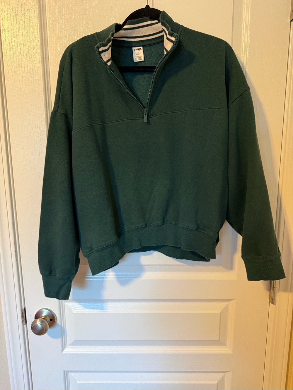PINK Victoria's Secret Dark Green Half-Zip Pullover